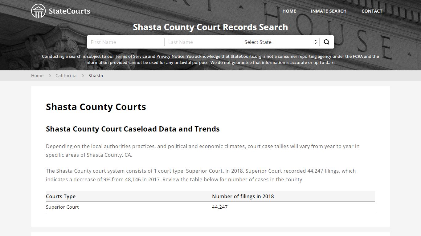 Shasta County, CA Courts - Records & Cases - StateCourts