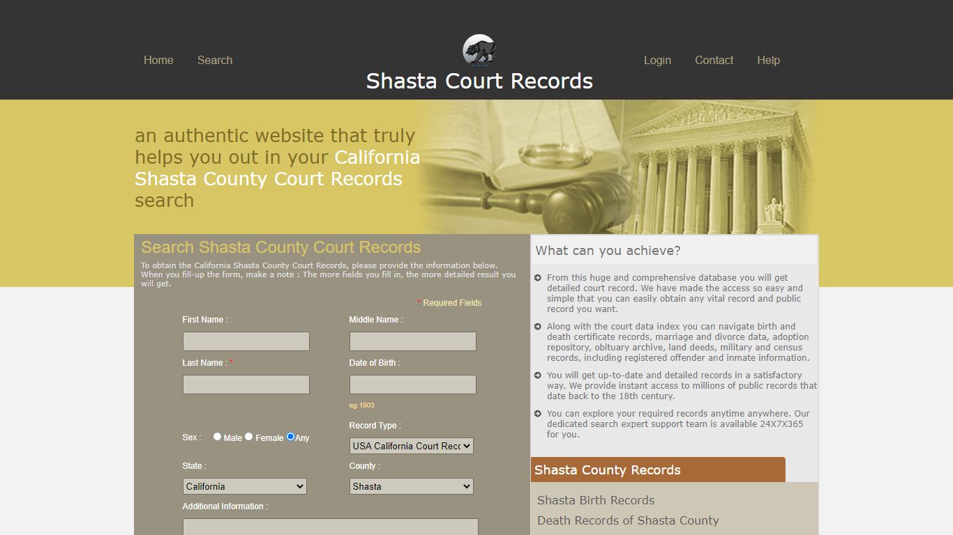 Shasta County Court Records. Public Records, California State